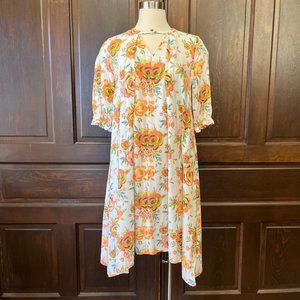 Matilda Jane Rose Floral Sunday Best Swing Dress Short Sleeve Rayon Size S